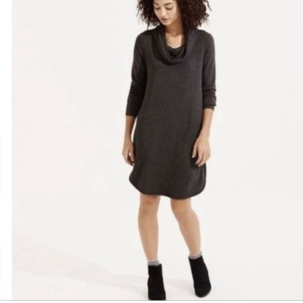 Lou and Grey Signature Soft Charcoal Heather Gray Cowl Neck Tunic Dress